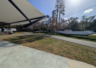 View of Concrete Pad and Corner of Awning
